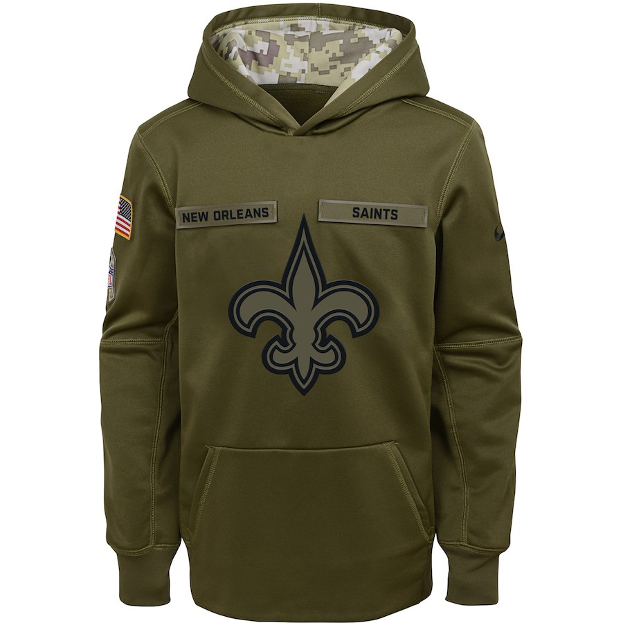 New Orleans Saints Nike Youth Salute to Service Pullover Performance Hoodie Green->youth nfl jersey->Youth Jersey